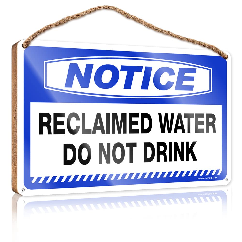 HELIOFORGE Wall Hanging Decor Men Notice Reclaimed Water Do Not Drink Wooden Sign(15X28CM)