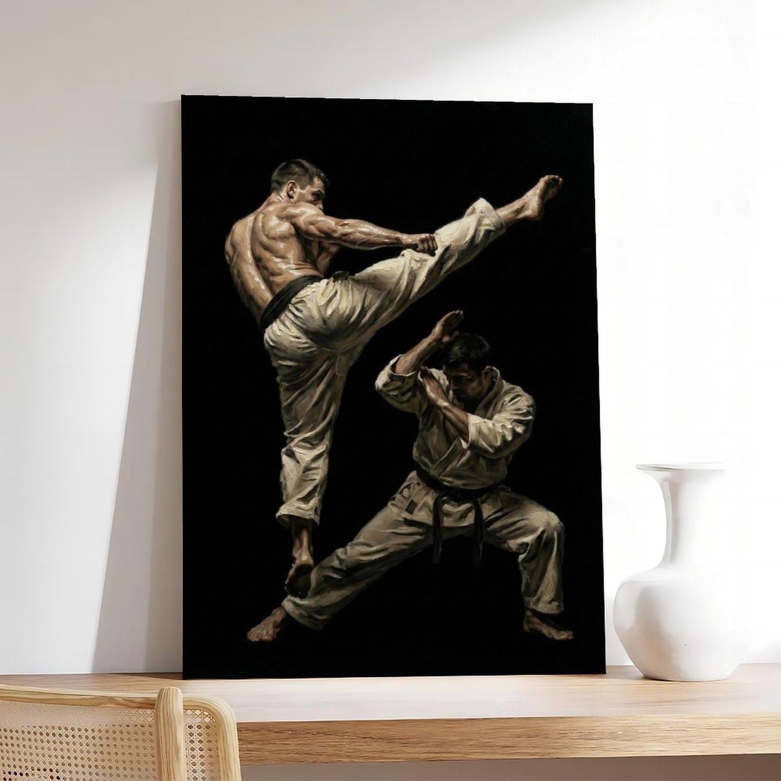 ASGRCN Poster su tela con azione dinamica dei combattenti di karate, per | , diverse dimensioni, stili multipli di cornice, arte della parete, dipinti decorativi, decorazione della stanza del
