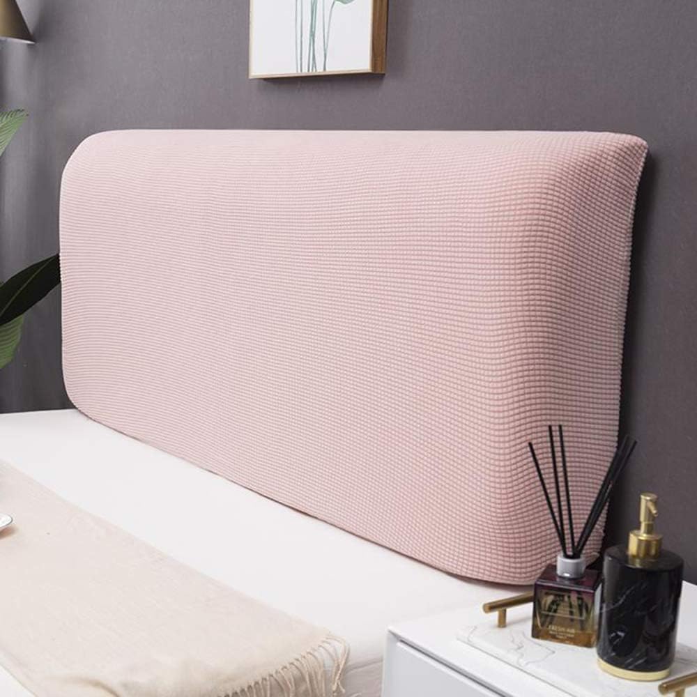 HOMETHREADS Stretchable Lycra/Velvet Bed Headboard Cover Soft BedHead Dust-Proof Cover,Head Back Protector for Your Leather/Cloth/Wooden Bedside|5 to 6.5 Feet Bed Back Cover (Pink, 172x65cm)