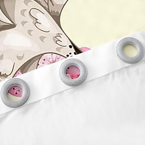 Miniatura 6 de Erosebridal Cortinas japonesas con diseño de grúas y flores de cerezo, patrón de olas de mar, juego de tratamiento de ventana tradicional retro para