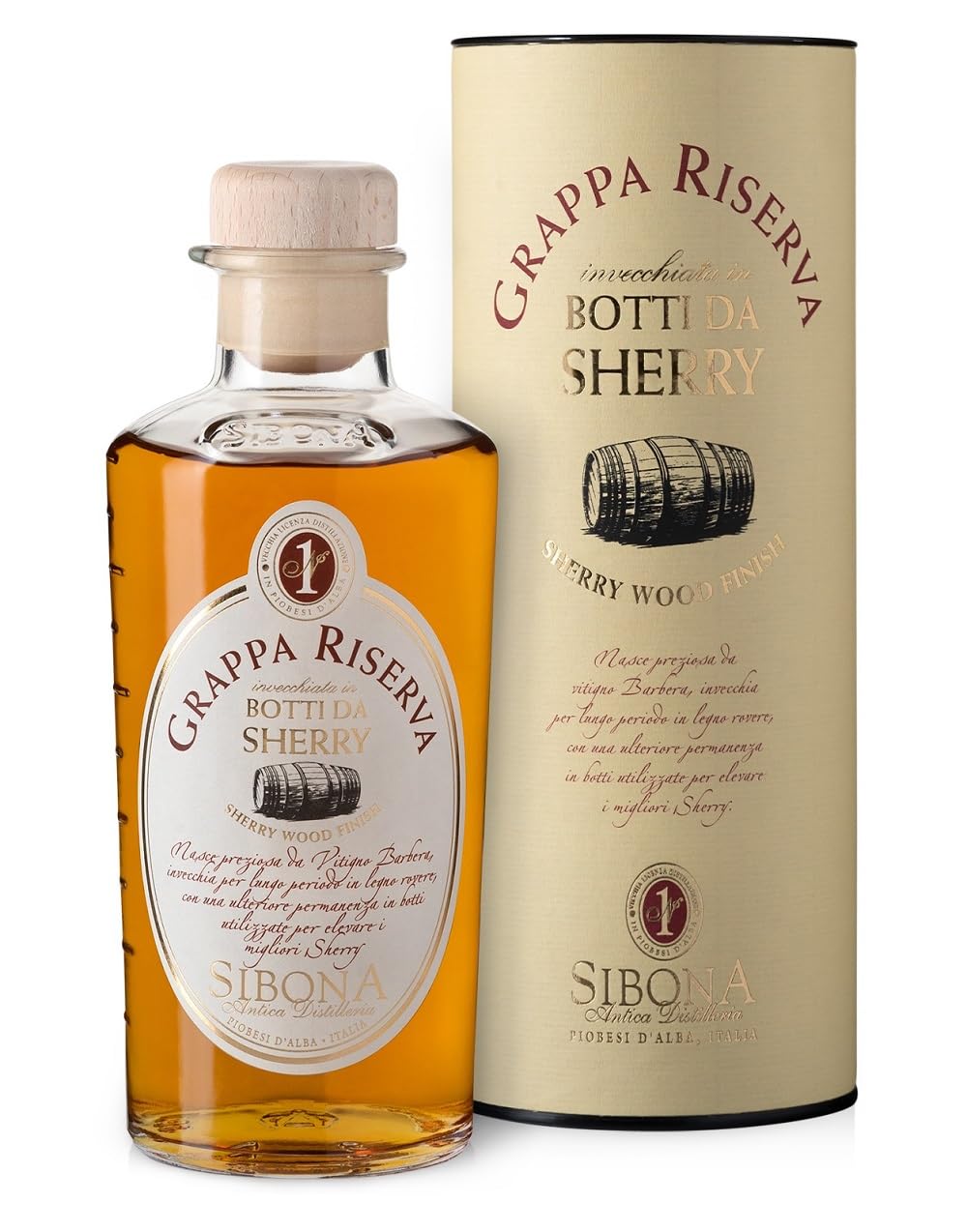 Nº1 SIBONA Grappa Riserva Botti da Sherry 40% vol. (1 x 0,5l) – Eleganter Grappa aus Italien im spanischen Sherry-Fass gereift