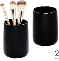 Vista 2 de InterDesign iDesign - Vaso de baño de cerámica para encimera o tocador, juego de 2 unidades, color negro mate