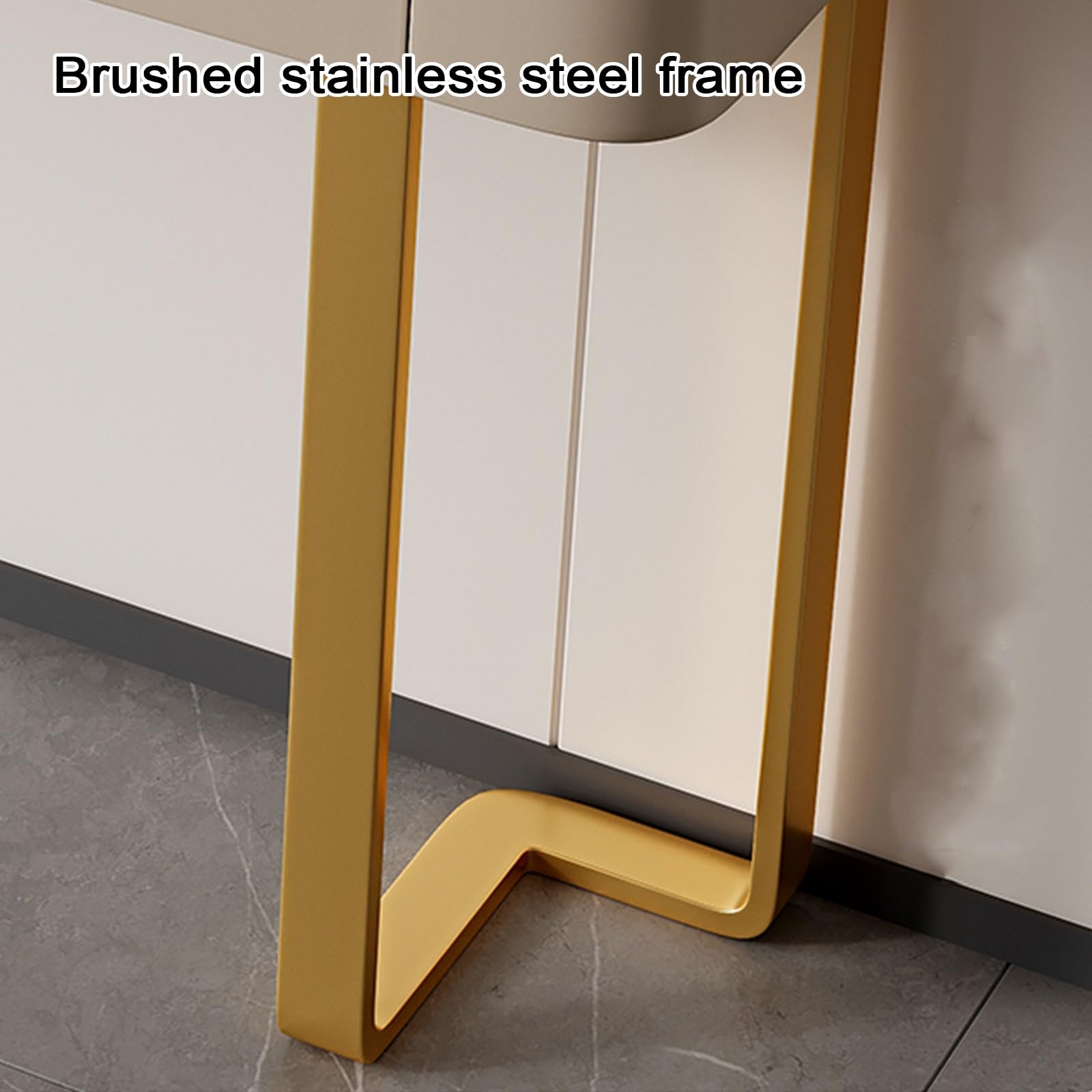 Tavolo da ingresso con cassetti in legno massello, lastra di roccia in stile italiano, armadio da ingresso in acciaio inox per corridoio, camera da letto, soggiorno