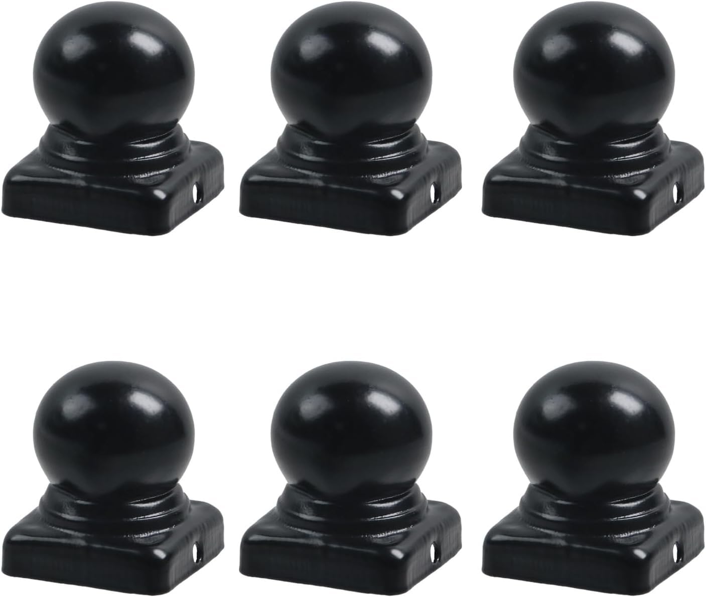 Jingscroll Black 6 Fence Post Caps With Ball Dome Hardware Fence Deck Post Covers Metal Ball Post Cap With Screws For 4 X 4 Cm Square Posts