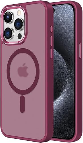 AIGOMARA Funda magnética para iPhone 15 Pro Max de 6.7 pulgadas compatible con MagSafe TPU suave + policarbonato duro a prueba de golpes, funda