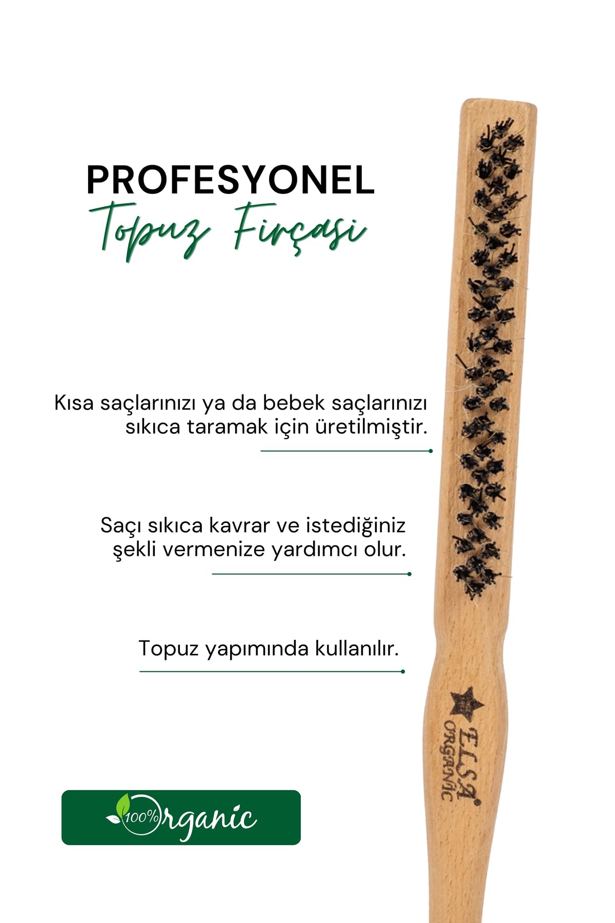 Elsa Professional 0.33T Topuz Fırçası ve Hair Stick Wax Set