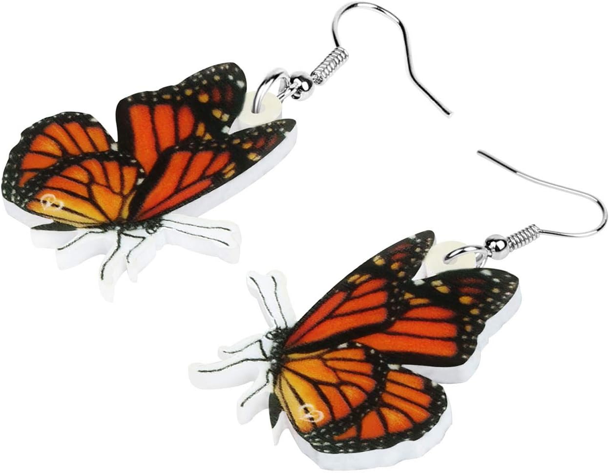 Acrylic Fun Orange Monarch Butterfly Earrings Spring Summer Insects Dangle Novelty Hypoallergenic Jewelry For Women Charms Garden Party Gifts - Image 3