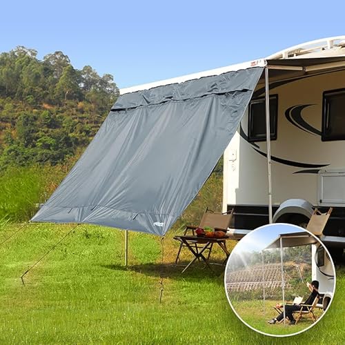 Unikka Awning Sun & Rain Blocker Front Wall & Side Walls for Camper Van, Motorhome and Caravan Minivan Bus Awning Wall Made Two-Layer Design. (300 * 200cm)