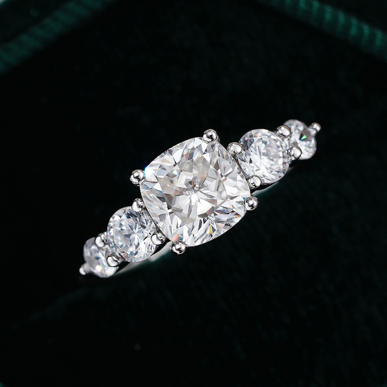 Damski złoty pierścionek ślubny, prawdziwe złoto z moissanite, 2 ct, białe złoto, elegancki pierścionek rocznicowy dla kobiet