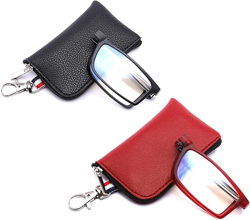 Miniatura 6 de GOOSEN Reading Glasses for Women Men, Keychain Bags Compact Folding Readers, Clear Lens Blue light Glasses Spring Hinge