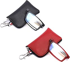 GOOSEN Reading Glasses for Women Men, Keychain Bags Compact Folding Readers, Clear Lens Blue light Glasses Spring Hinge