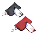 GOOSEN Reading Glasses for Women Men, Keychain Bags Compact Folding Readers, Clear Lens Blue light Glasses Spring Hinge