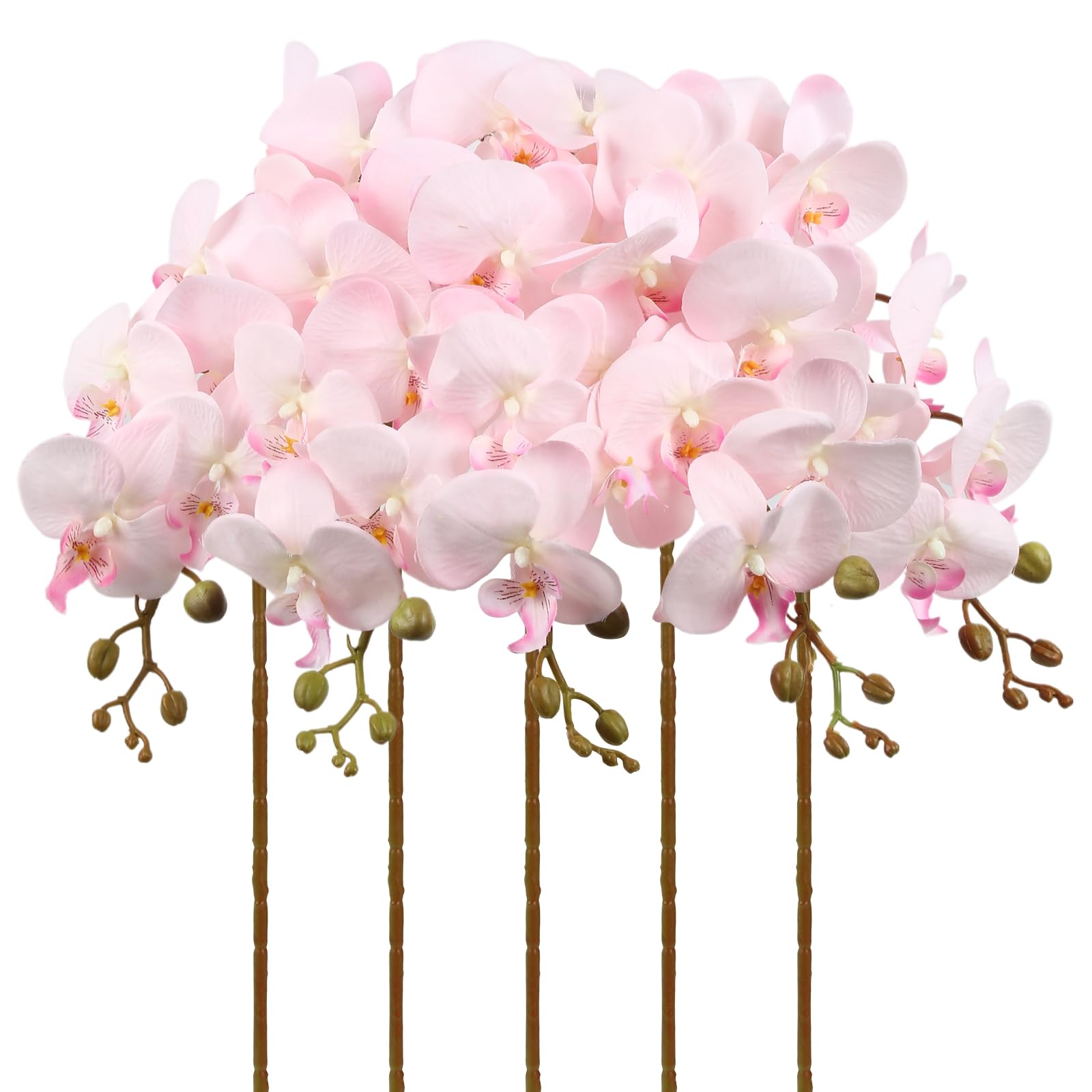 View 1 of ***STOCK PHOTO FOR REFERENCE ONLY***UUXX 5 PCS Artificial Orchid Stems 35.4" Light Pink Silk Flowers