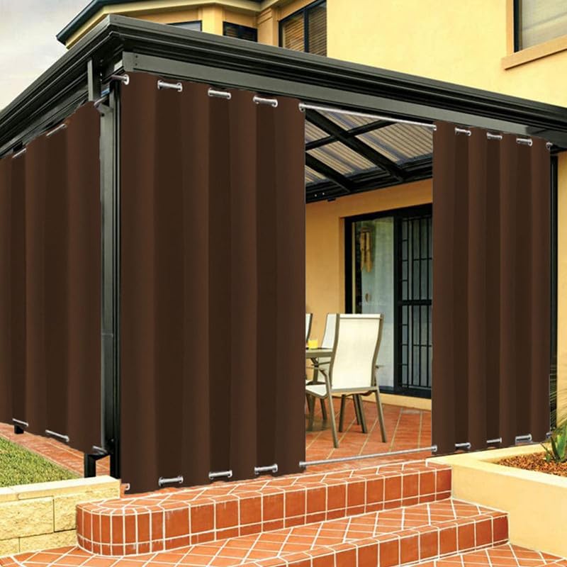 FicaRico Outdoor Waterproof Gazebo Curtains for Patio, Windproof With Grommets on Top and Bottom, Sun Blocking for Pergola, Backyard | 1 Panel, W104 xH120, Brown — image 1