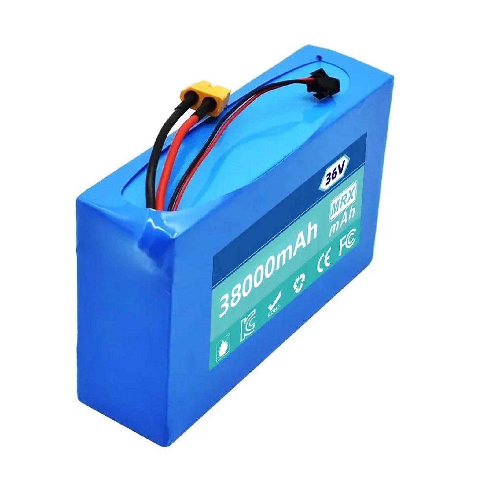 36V 38AH 10S2P Batterie Lithium De Remplacement pour Scooter Électrique Batterie De Remplacement Matériau PVC Étanche with BMS and Charger pour 200W-500W Moteur 36V 38Ah,XT60+JST