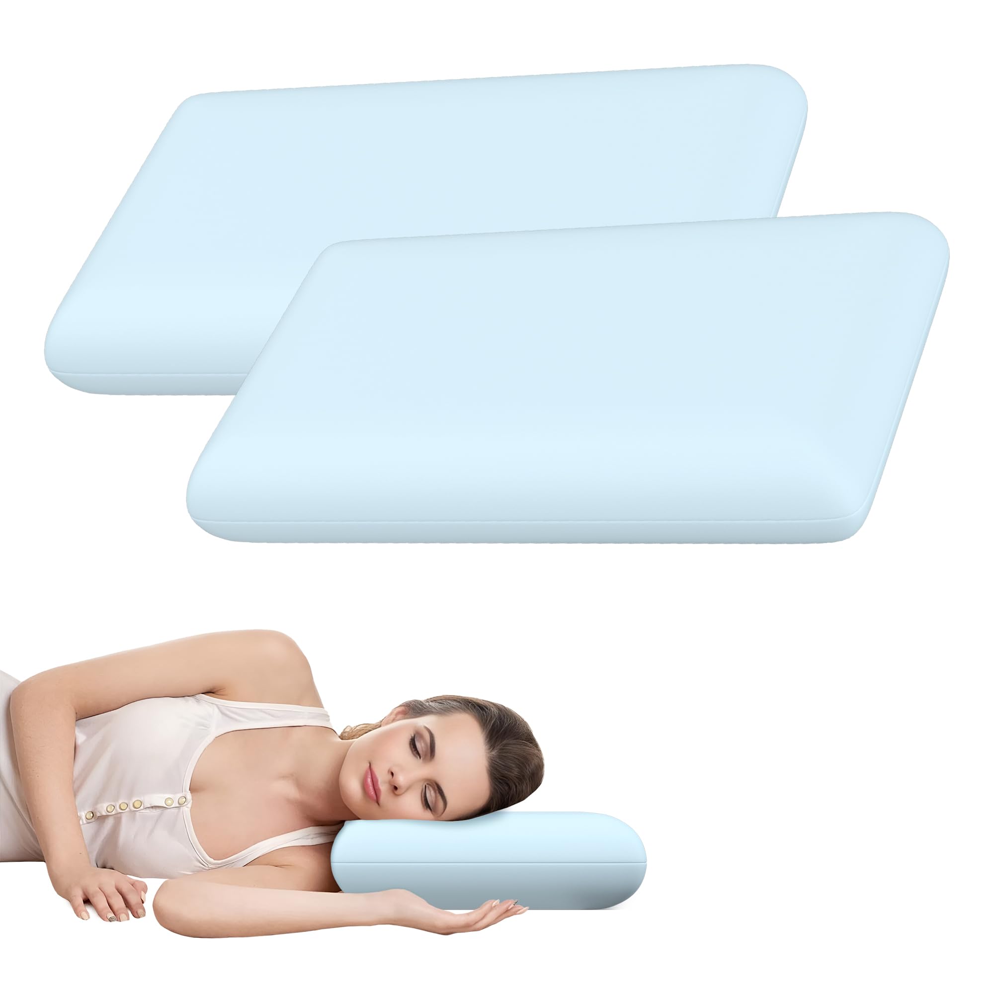 Cervical Pillow for Neck Pain Relief, Memory Foam Pillow, Ergonomic Contour Bed Pillow for Side, Back & Stomach Sleepers (2)