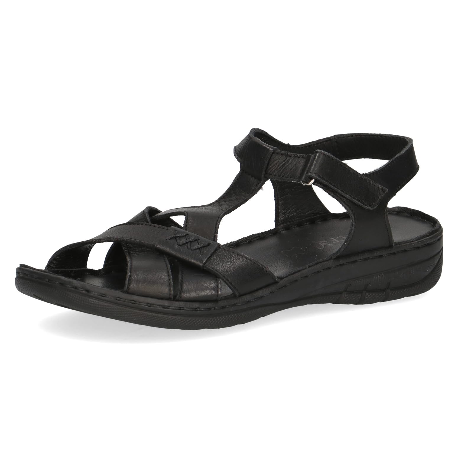 CAPRICE Women's Heeled Leather Sandals Comfortable, Black (Black Nappa), 4 UK