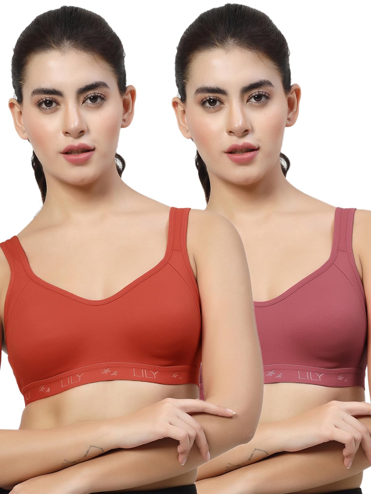lily Black, Pink Non Padded Seamless Sports Bra-picture-13