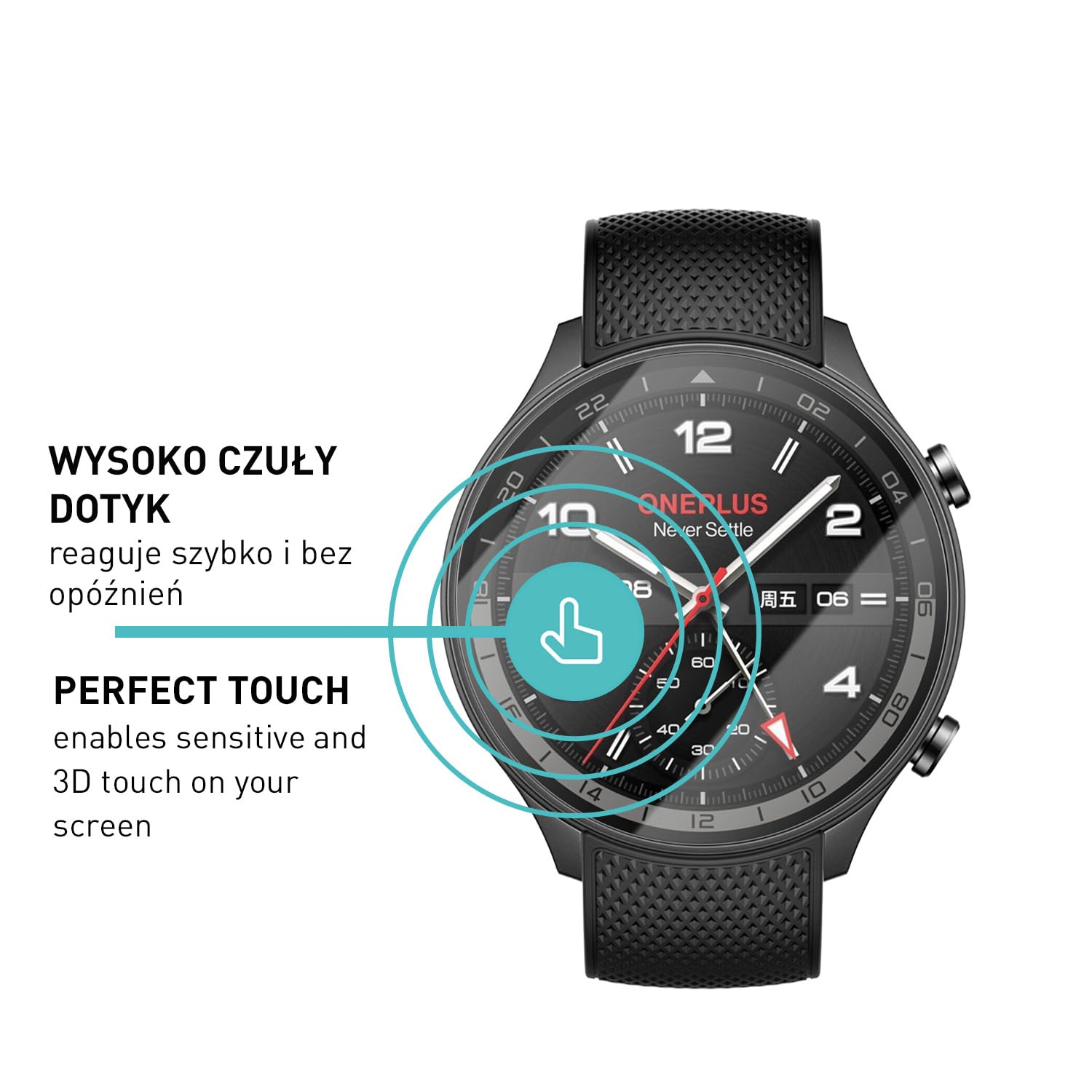 smartect Szkło Hartowane [3 Sztuki, Clear] dla OnePlus Watch 2R, Szklana Ochrona Ekranu 9H, Ochraniacz Ekranu bez Pęcherzyków, Bez Odcisków palców
