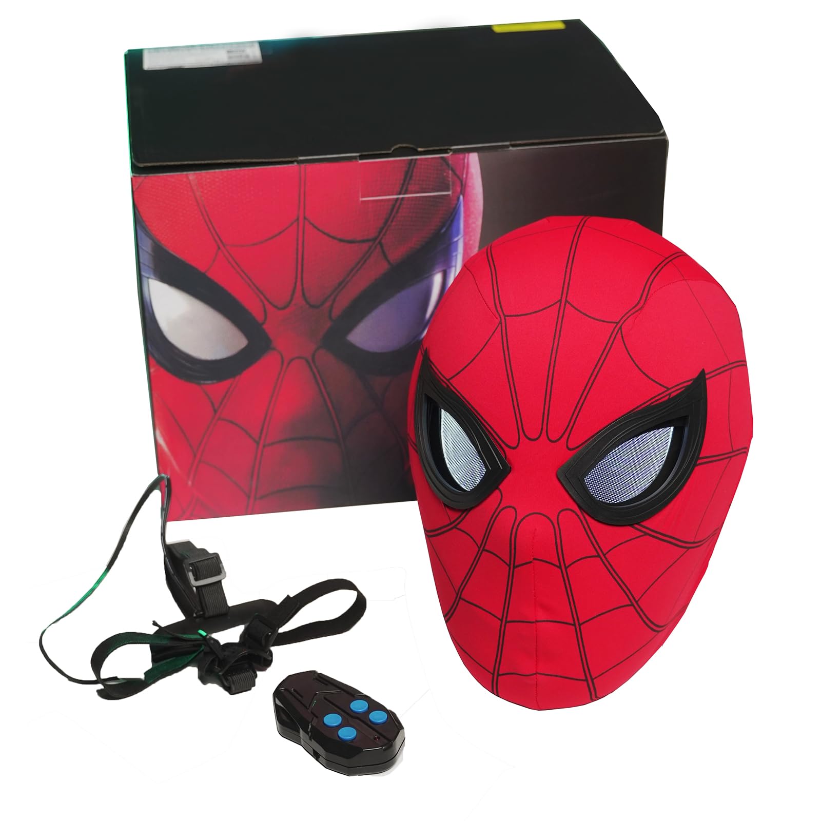 Autoking Spider-Man helmet can blink, which is controlled by the remote control/eye control device。Superhero Cosplay Costumes Mask