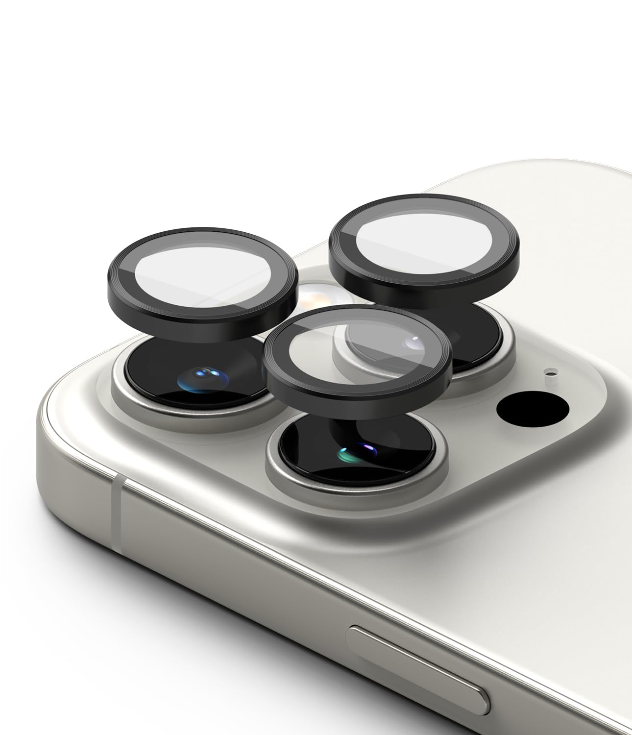 Ringke Camera Lens Frame Glass Protector Compatible with iPhone 16 Pro Max, iPhone 16 Pro Anti-Fingerprint Tempered Glass Protection and Aluminum Frame - Black