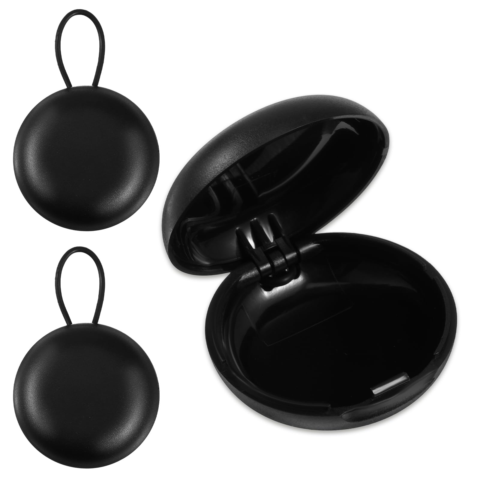 3 fundas de transporte para tapones para los oídos, mini estuche de almacenamiento potable, enchufe negro, funda redonda para actividades al aire libre, viajes, viajes de negocios, almacenamiento de