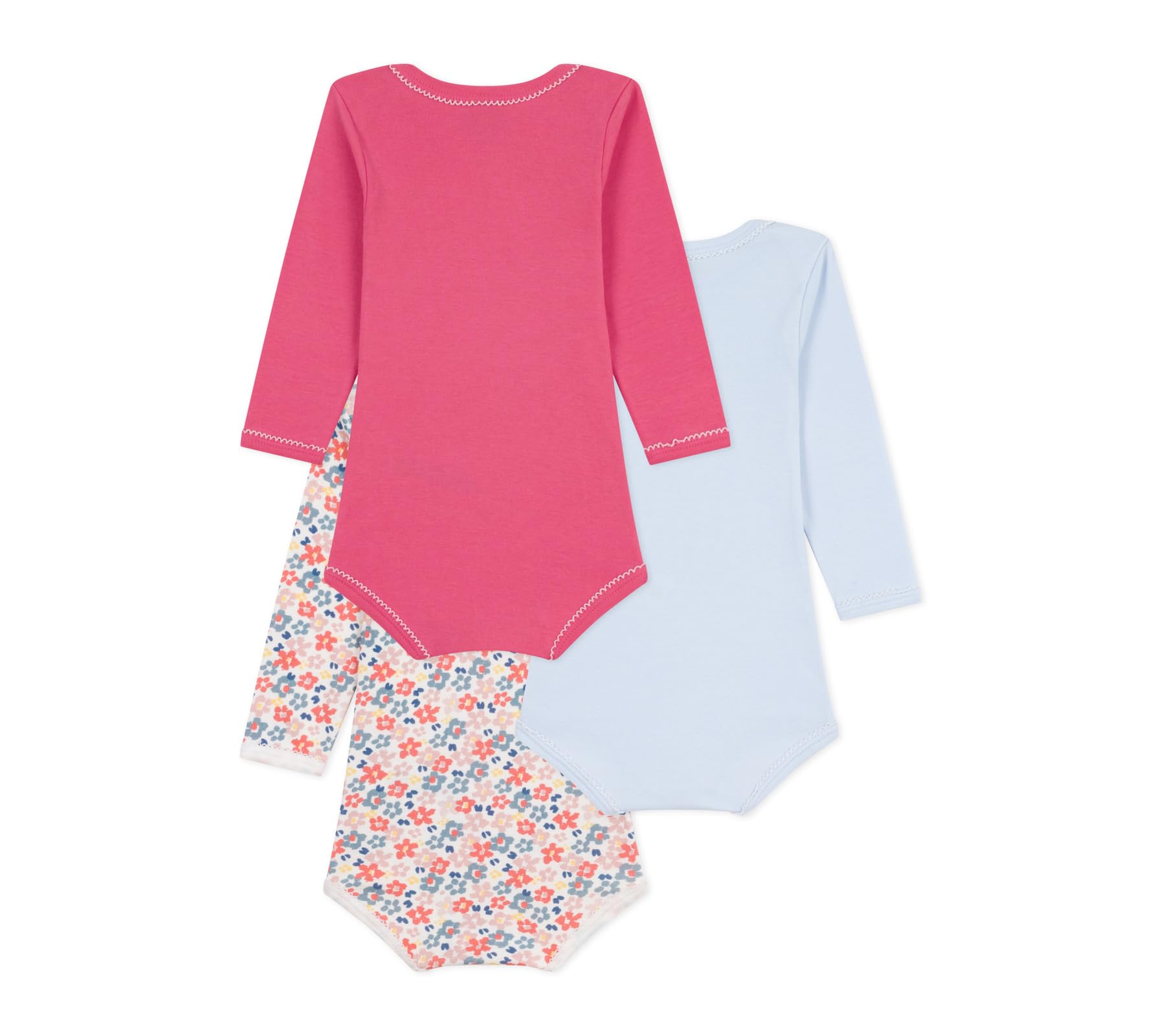 Petit Bateau Lot de bodies manches longues en coton imprimé fleuri bébé
