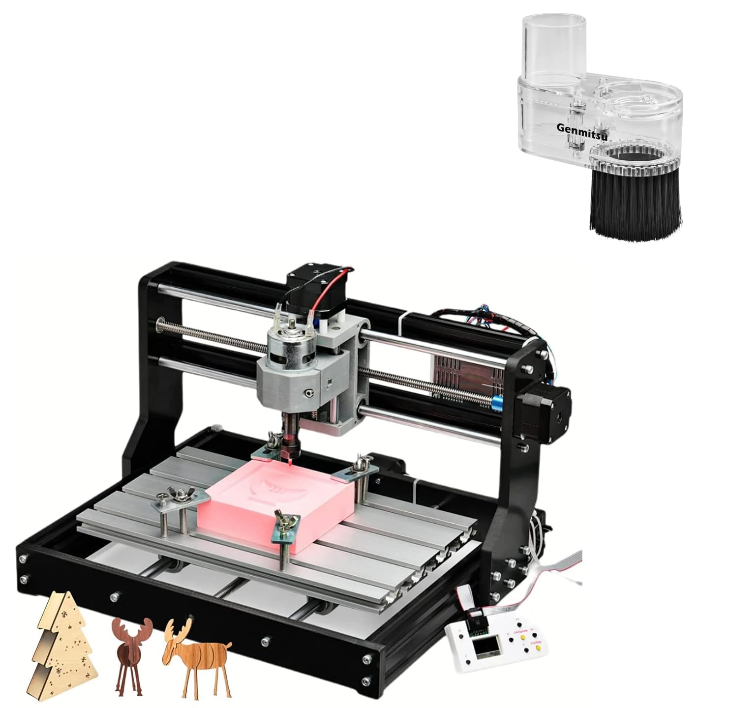 SainSmart Genmitsu CNC Graviermaschine 3018-PRO +Staubschuh, GRBL-gesteuert, 3 Achsen zur Bearbeitung von Acryl, PVC, Holz, weichem Aluminium, Arbeitsbereich 300mm x 180mm x 45mm