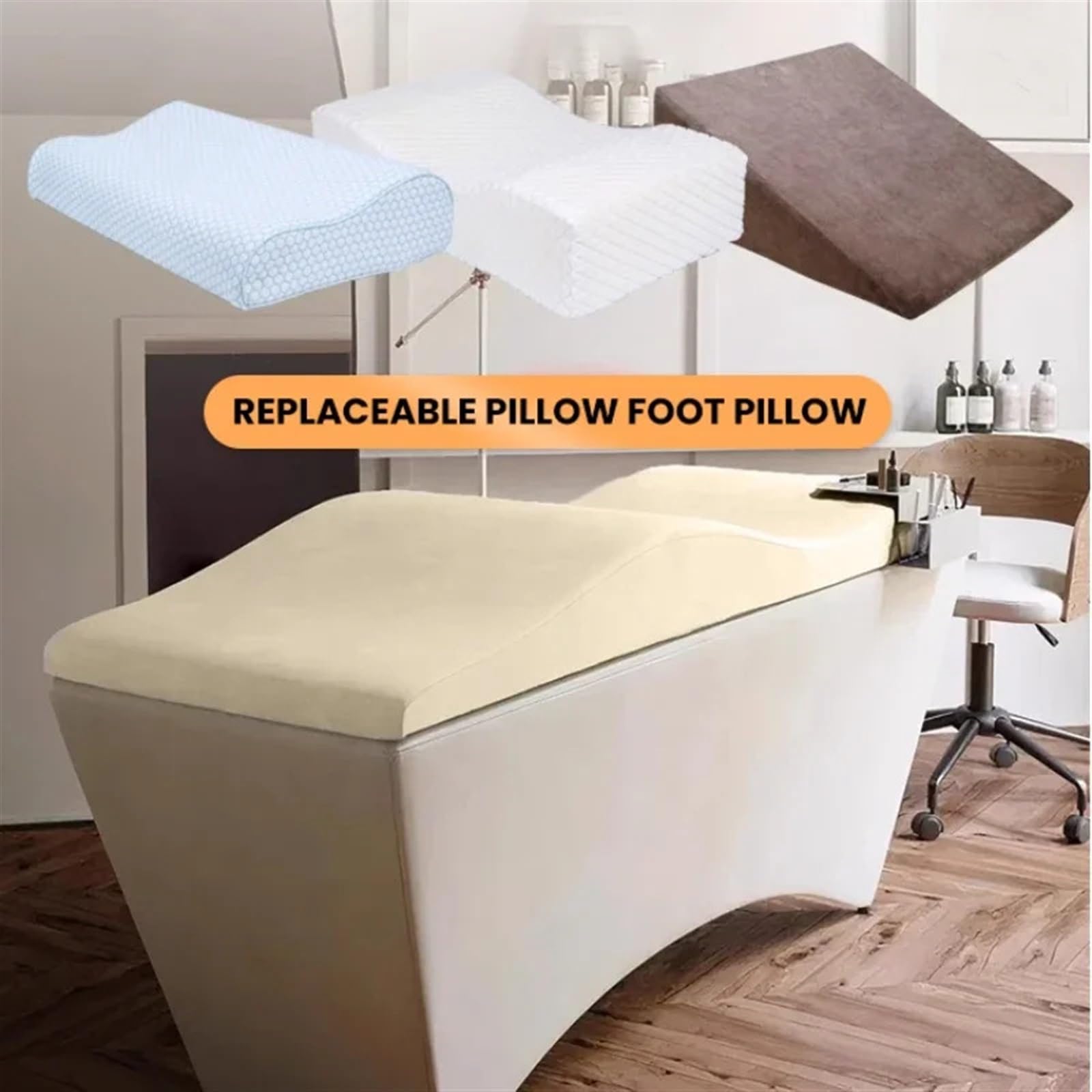Massagematratze und -bezug Wave Memory Foam-Bett Salonmatratze Spa Curved Beauty Bed(Ice-Brown Set)