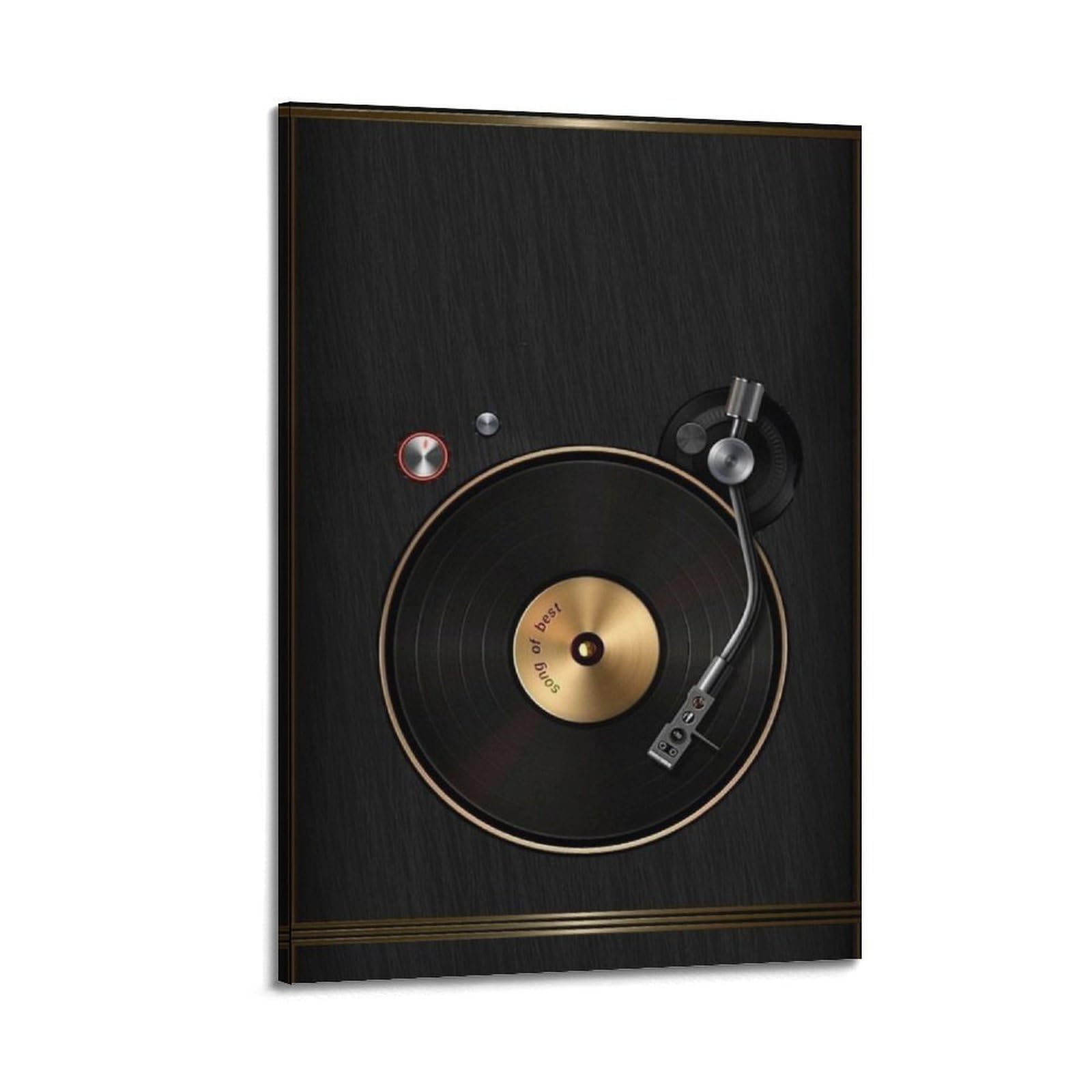 Gramofon ze złotym akcentem płyta winylowa sztuka ścienna, elegancka muzyka retro dekoracja do domu i salonu plakat dekoracyjny obraz na płótnie plakaty ścienne i obraz artystyczny druk nowoczesny