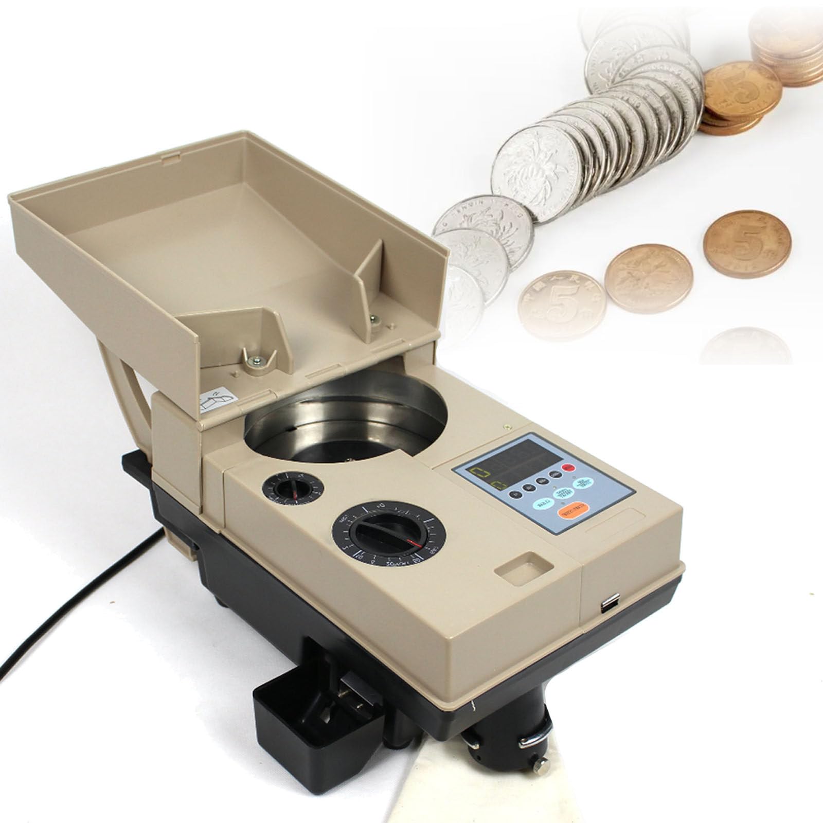 SICWEDIM Electric Coin Sorting Machine, Automatic Coin Sorting Machine, Electric Coin Counting Machine, 1200 Coins/Min, Coin Diameter 15mm~34mm, Thickness 1.0mm~3.4mm