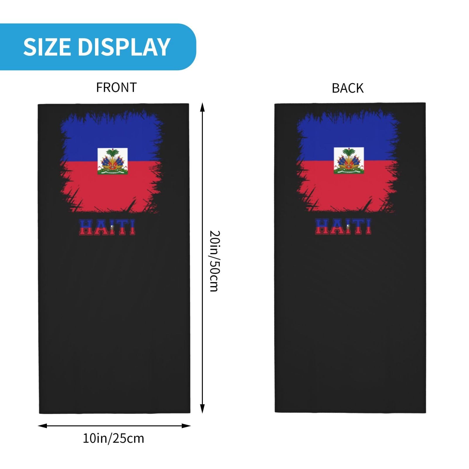 Vintage Haiti Haitian Flag Neck Gaiter Face Mask for Men Women UV Protection Seamless Face Shield Cool Breathable Cycling Riding Running Headbands Bandana