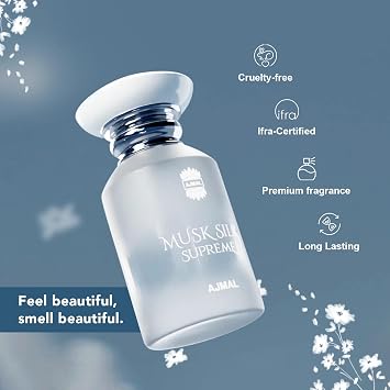 Ajmal Musk Silk Supreme Eau de Parfum for Men & Women 1.7 fl oz / 50 ml | Soft Musky Floral Perfume | Long Lasting Elegant Unisex Fragrance