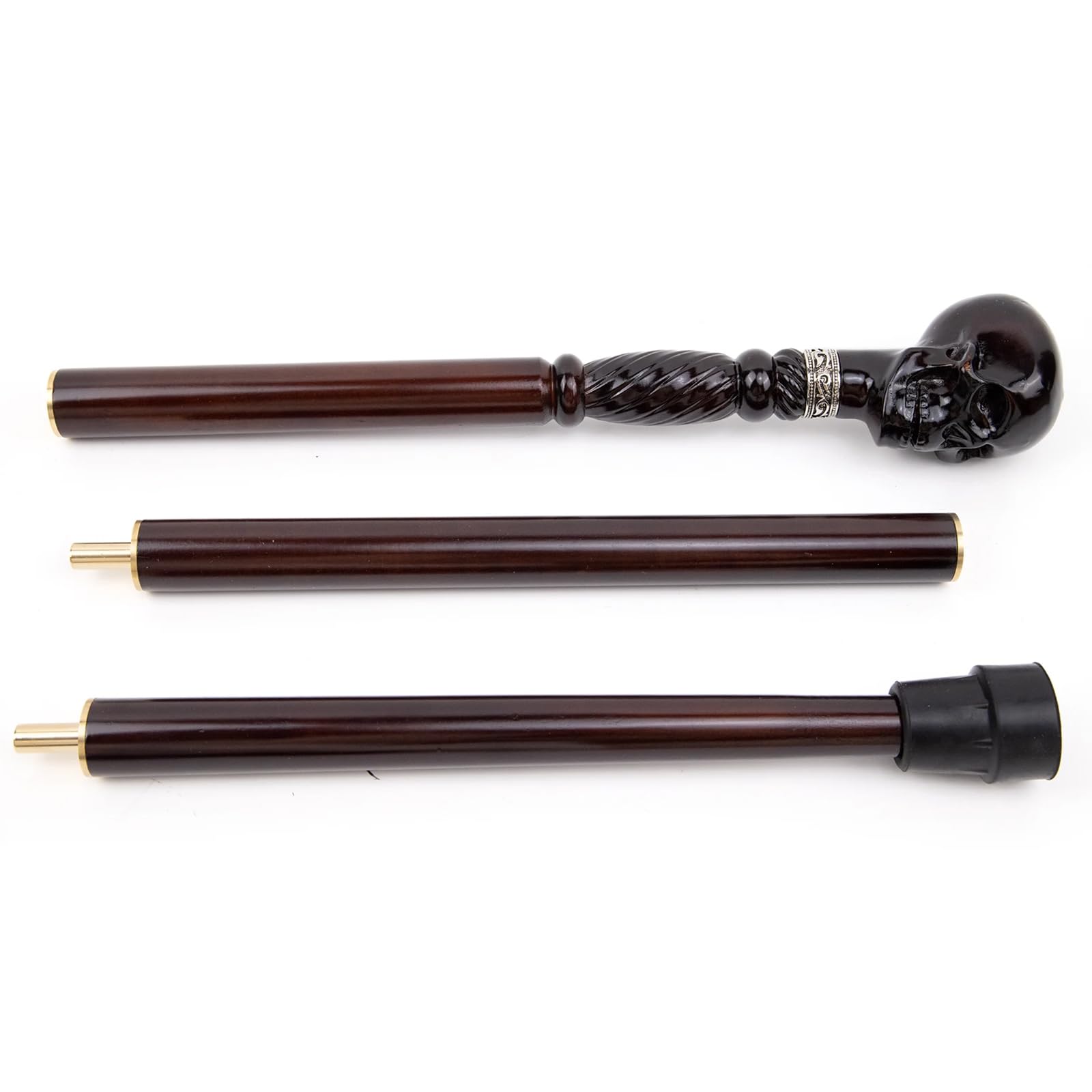 Bastón de madera con calavera negra, bastón decorativo gótico con mango ergonómico para personas mayores de 93 cm