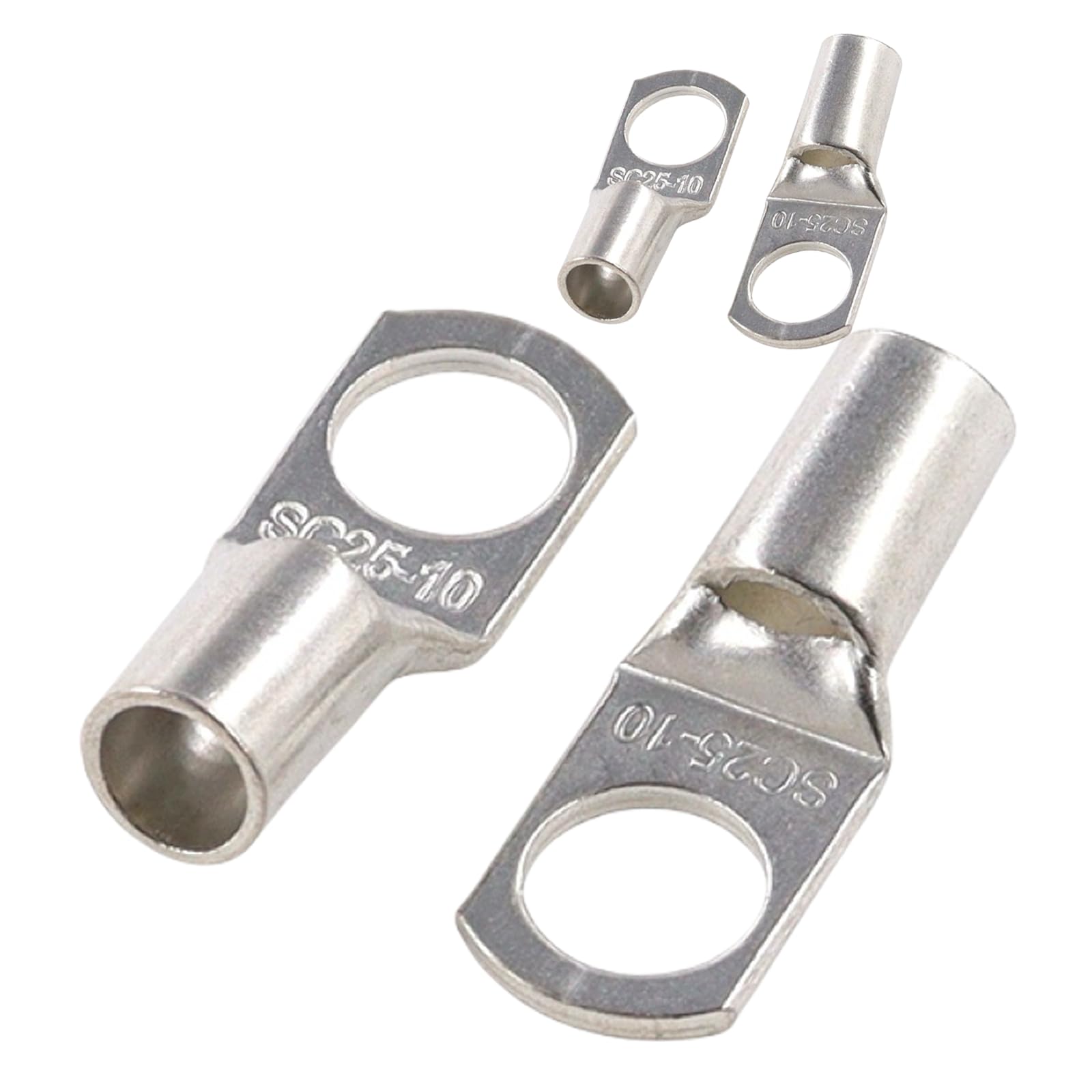 Joyelec Sc25-10 22Pcs Tinned Copper 25.0Mm² Cable Lugs M10 Battery Sc Ring Crimp Terminals Connectors For Electric, Auto, Boat, Car,Battery Cable Ends Lugs, Bolt Hole Crimp Terminals Connector