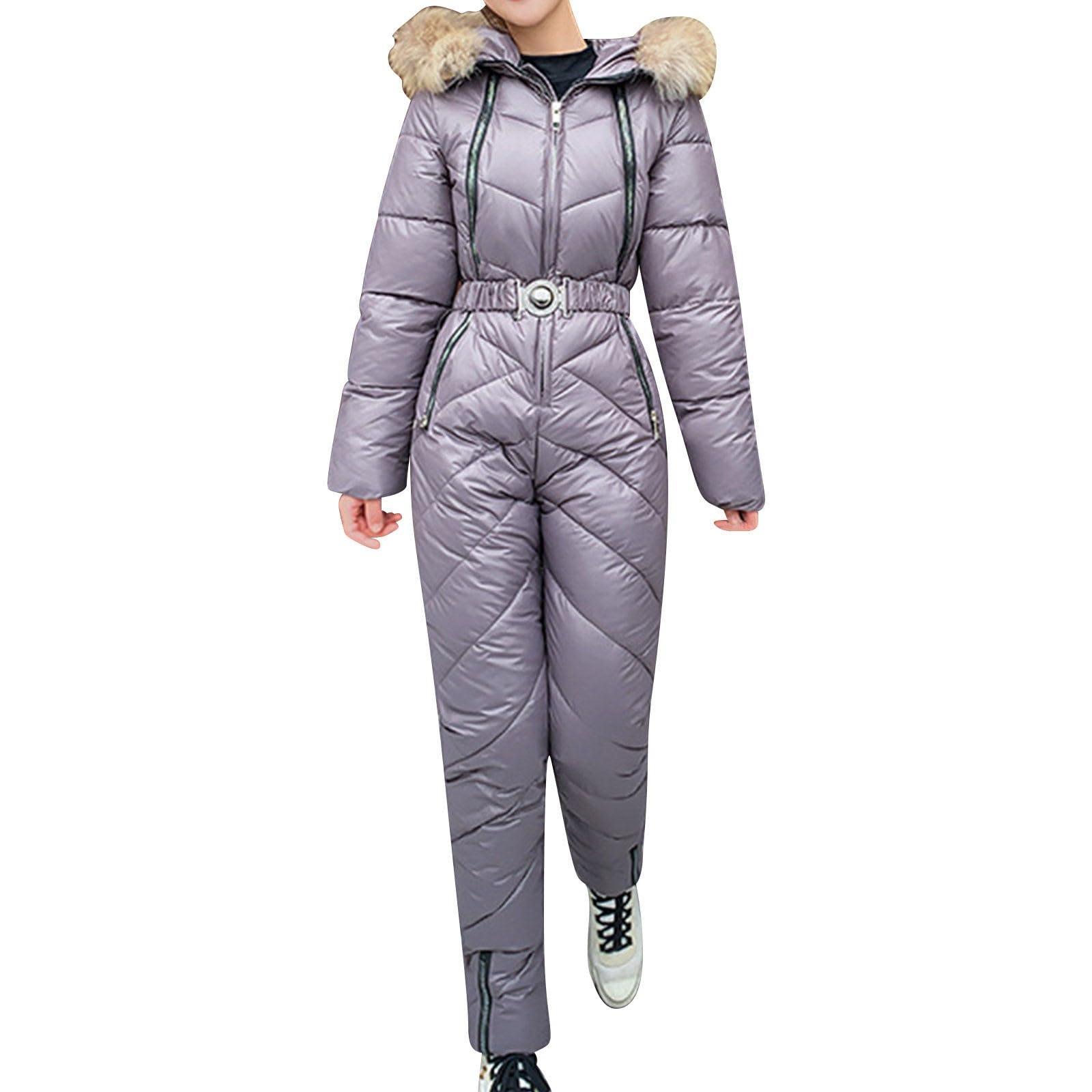 Generisch Tutina invernale da donna, tuta da sci, sport all'aria aperta, tuta da neve, colletto rimovibile, costume da pinguino