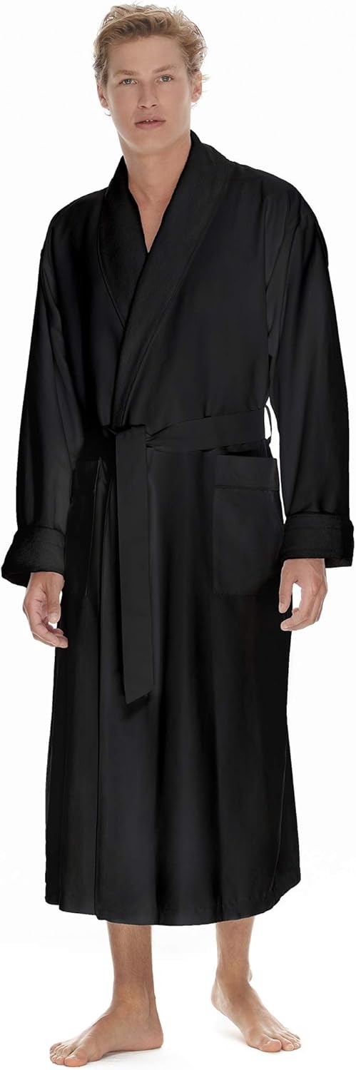 Boca Microfiber Robe for Men, Luxury Hotel, Spa & Resort Bath Robe. Plush Mens Bathrobe with Pockets