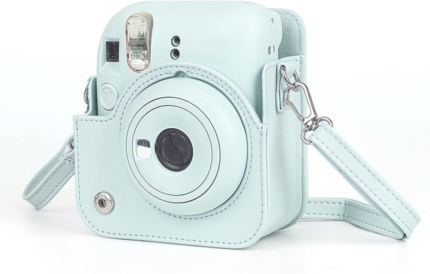Estojo Protetor Para Câmera Phetium Instant Mini 12 Compatível com Instax Mini 12 11, Bolsa de Couro PU com Bolso e Alça de Ombro Ajustável (Azul)