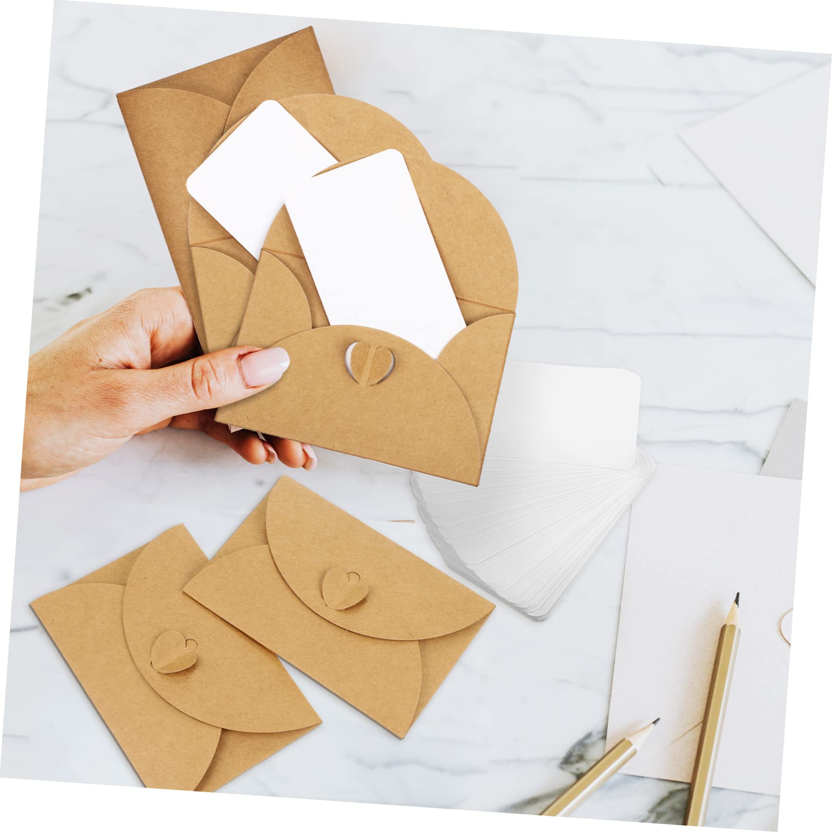 Umschläge im Retro Stil mit Herzverschluss Kraftpapier und Blanko Grußkarten Satz Vintage Umschläge für Dankeskarten und Einladungen