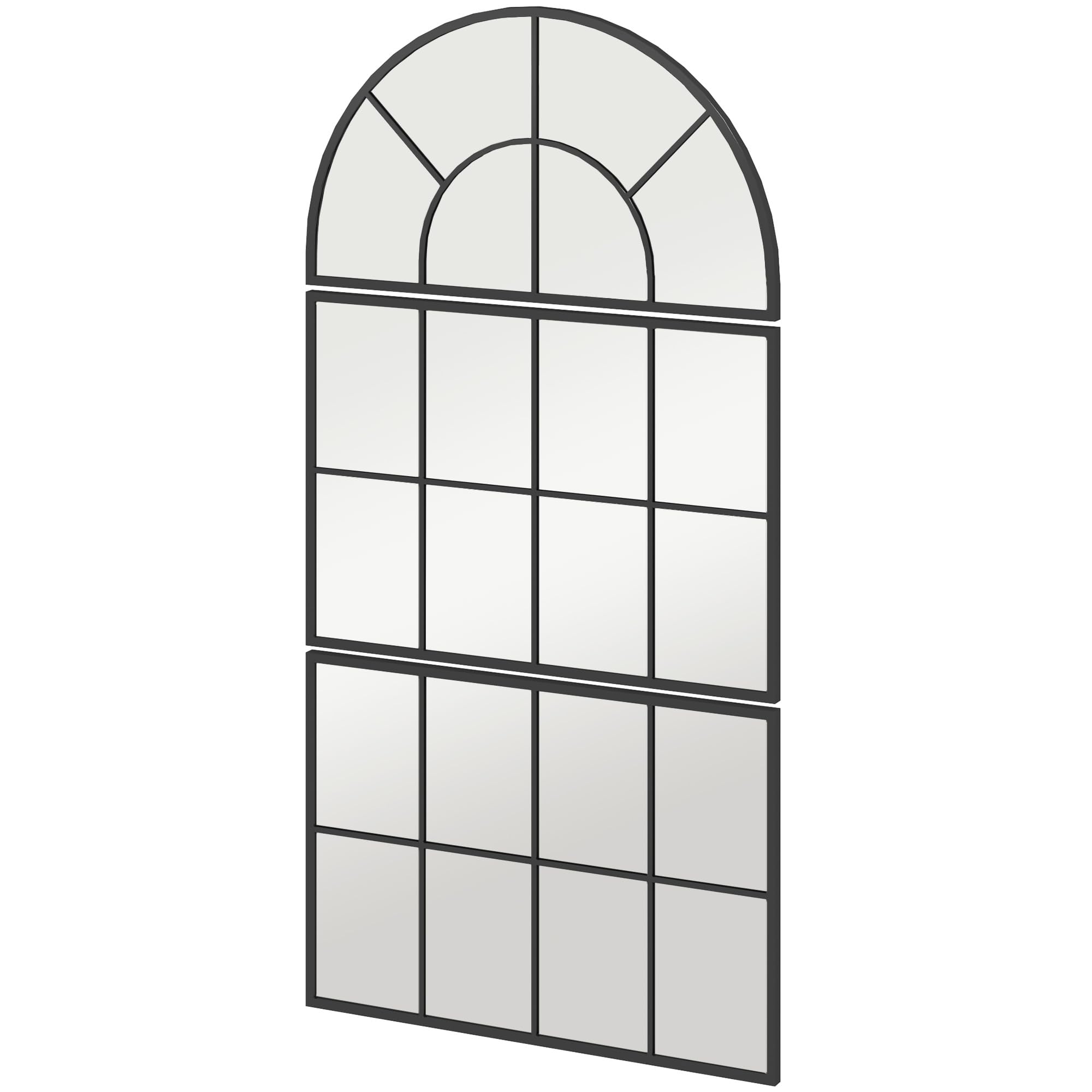 HOMCOM Espejo de Pared, 76x149 cm, 3 Piezas, Espejo de Recibidor con Marco de Metal en Forma de Ventana, Decoración para Salón, Dormitorio, Entrada, Negro