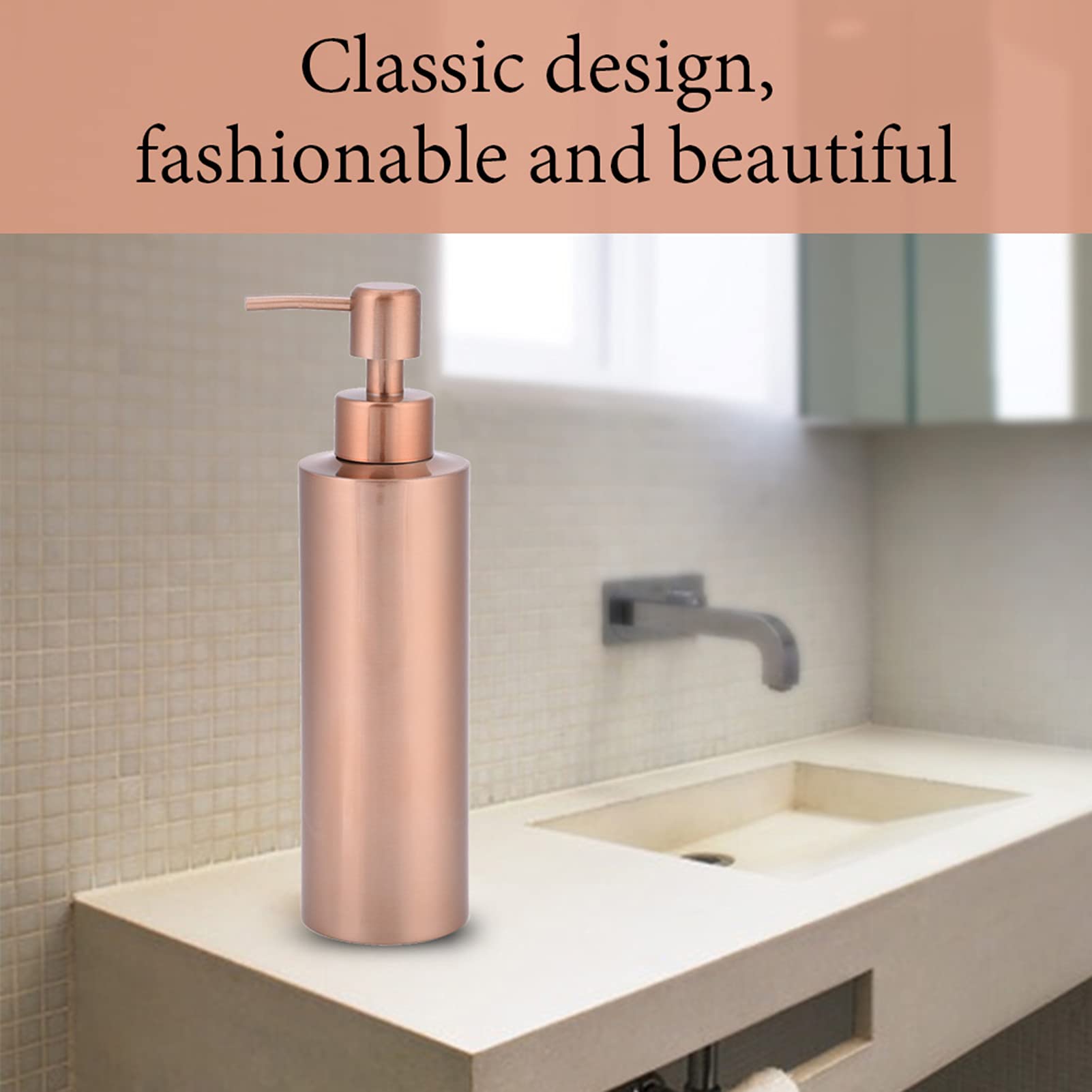 Dispensador Sapone Oro Porta Sapone Rosa Cobre Diamante Corte Jabón Bomba Acero Inoxidable Cocina Baño Encimera 350ML