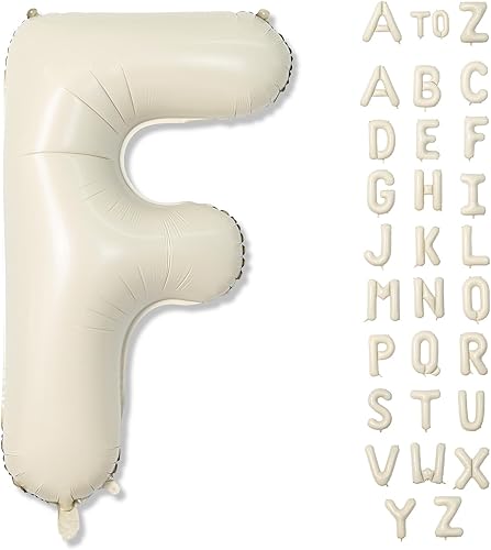 Miniatura 114 de Globos beige de 40 pulgadas con números grandes 3, globos de helio de dígito 3 de color blanco marfil autoinflables para terceras niñas, globos