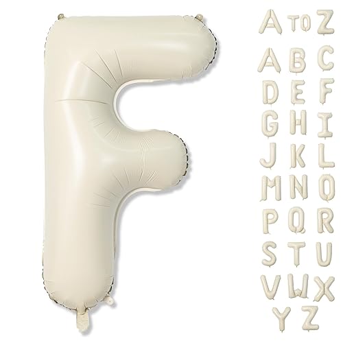 F Letter Balloons Cream, 40 Inch Alphabet Foil Word, Large