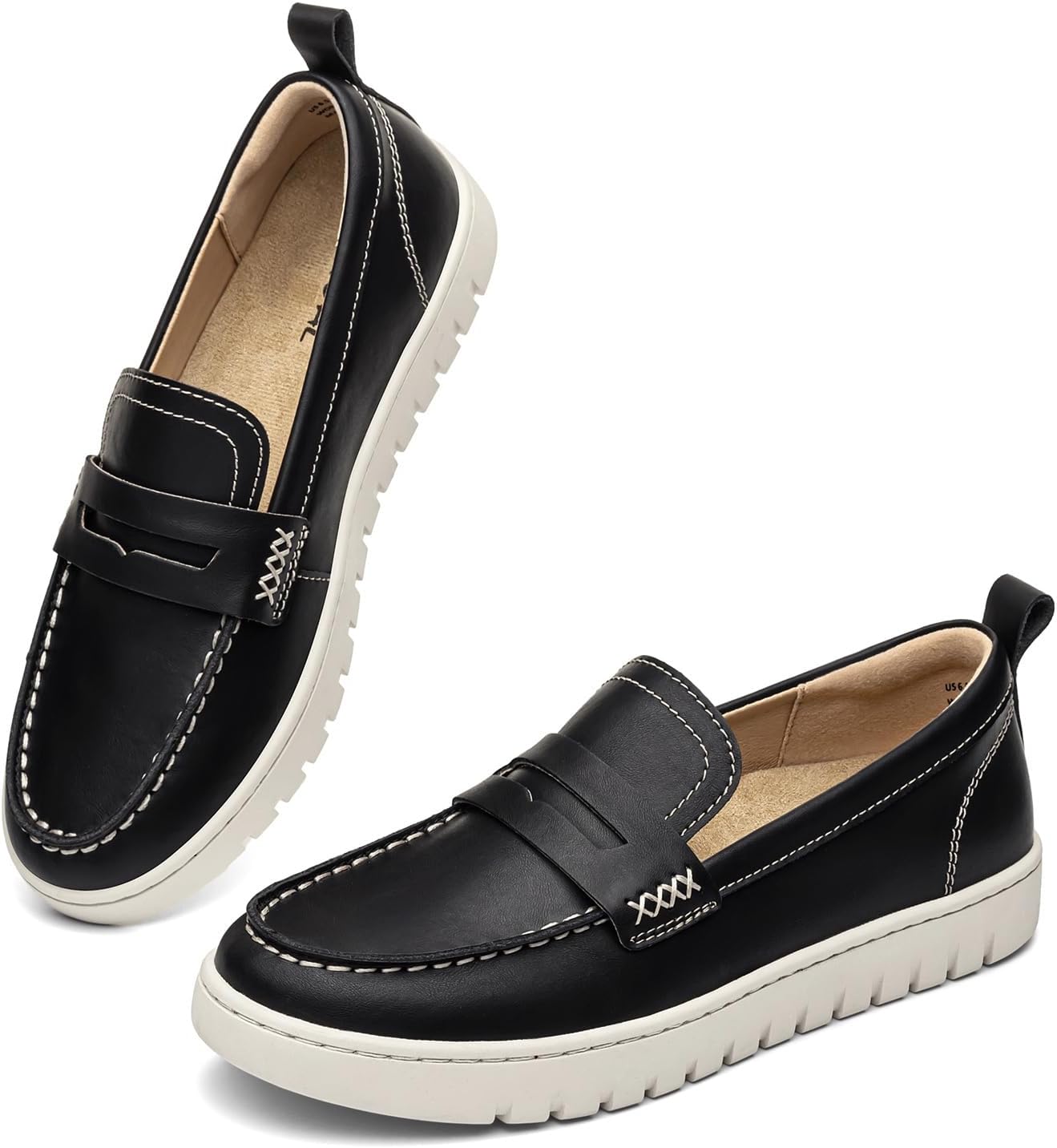 KORDAL Women's Comfortable Classic Penny Loafers Leather Sneakers Casual Slip On Dress Shoes Office Work Everyday Walking Flats Driving Shoes for Women - Image 7