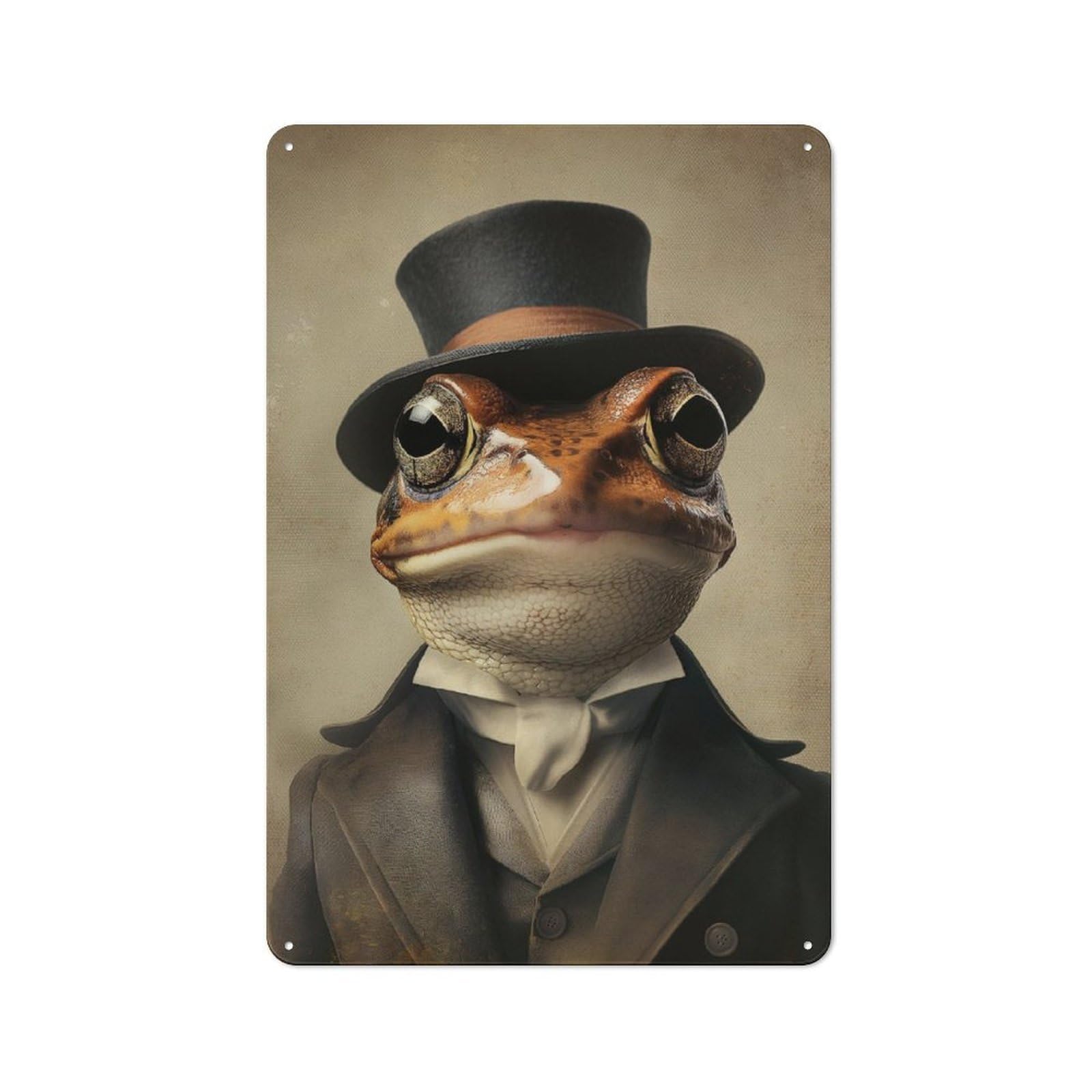 Junmoney Frog In A Vintage Top Hat Retro Tin Sign 30X20cm For Workshop Wall, For Home Interiors And Metal Sign Collectors