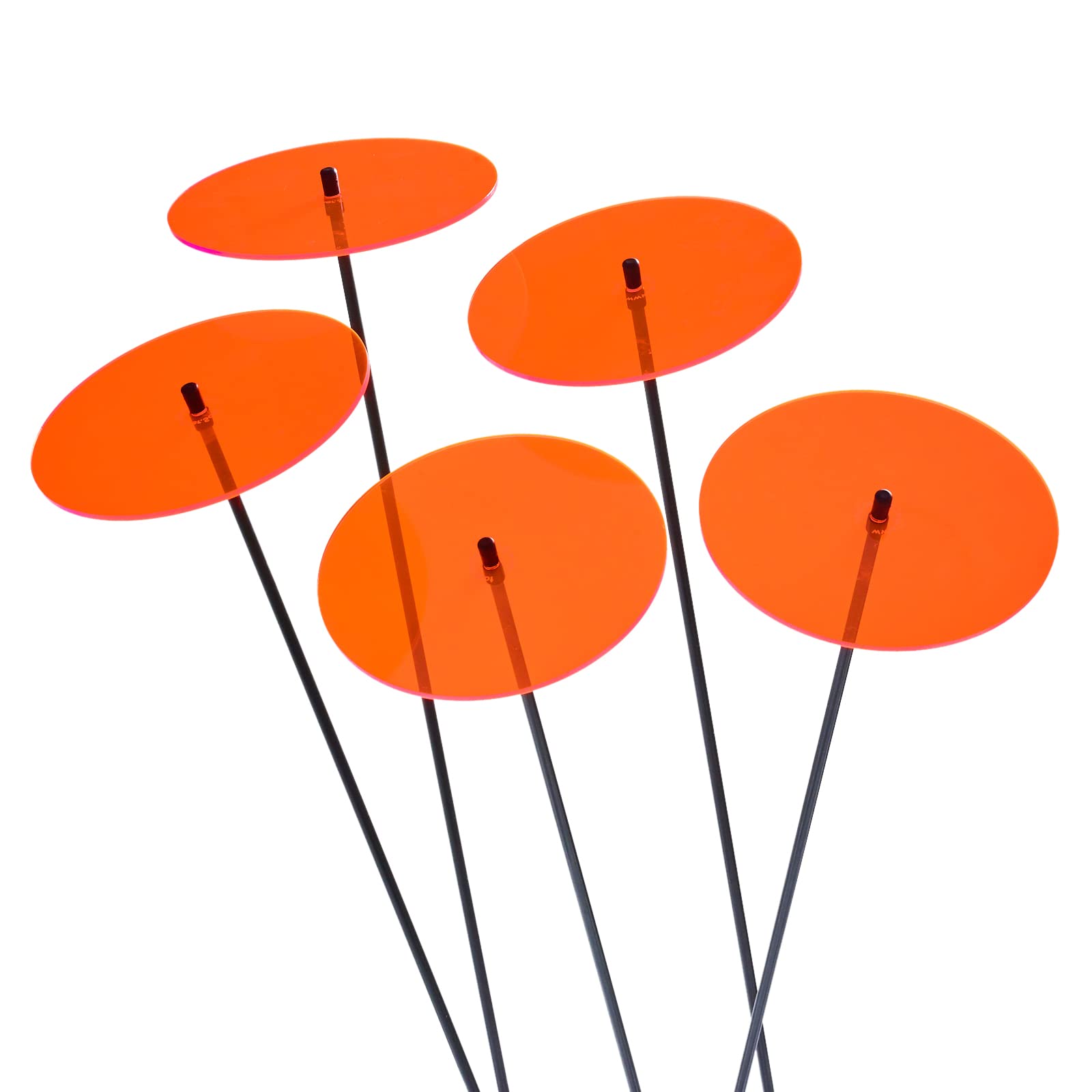 Sun Catcher Garden Decor Fluorescent Orange Set Of 5 Sun Discs, Large Glowing Ornamental Garden Stakes 75Cm, 29.5 Inch High Outdoor Yard Gift For Gardeners, Colour: