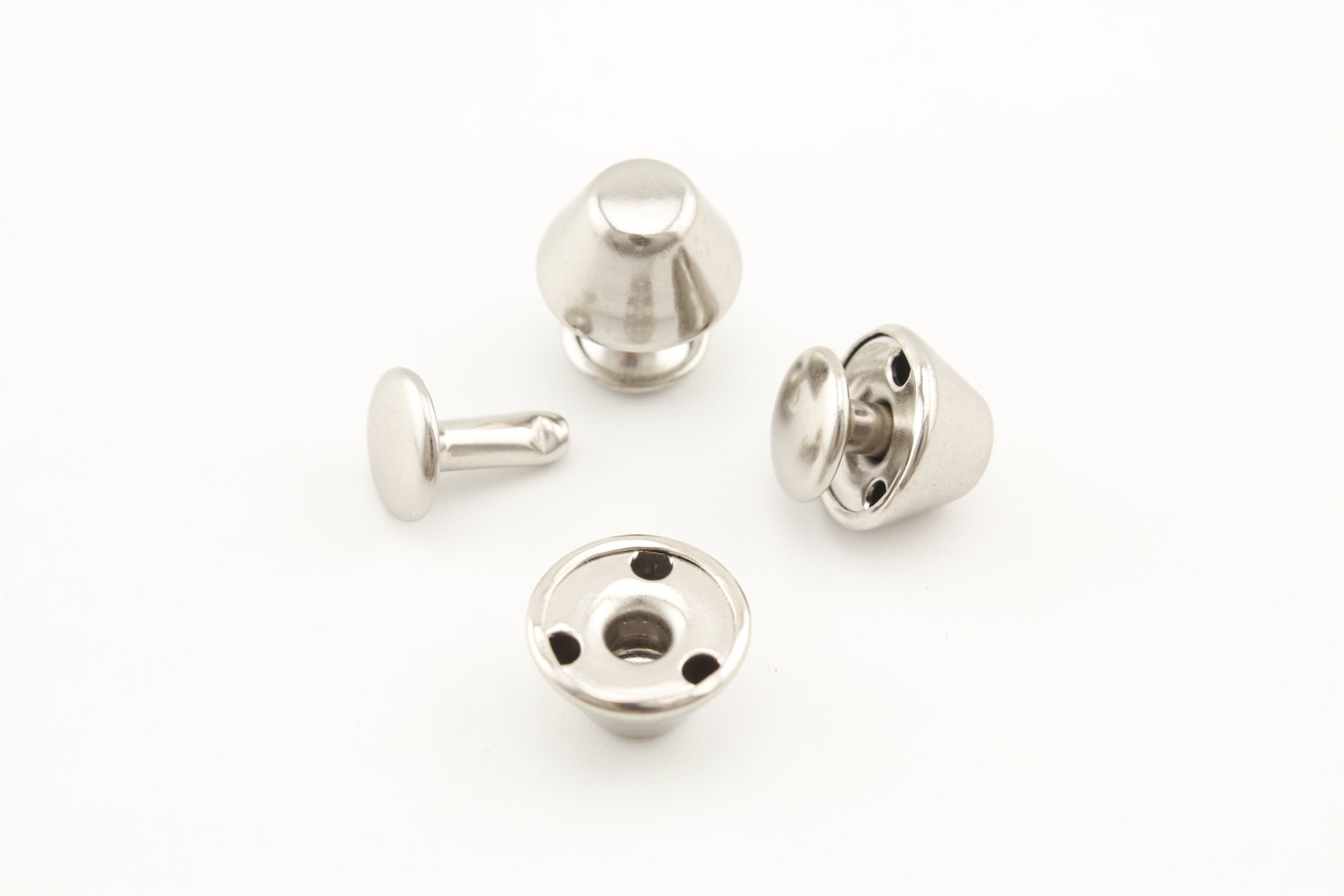 Nickel, 12mm Barrel Riveted Purse feet,Purse feet Rivets Spike Rivet Studs Spots Leather Rivet for Bag Making, Clothing, Shoes. 30 Sets per lot G6