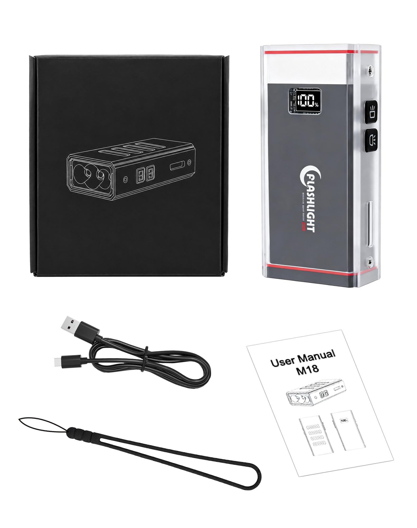 Mini lampe de poche EDC 3300 lumens avec coque phosphorescente et queue magnétique – Étanchéité IPX5, rechargeable de type C, petite lampe de poche pour camping, urgence et utilisation mains libres