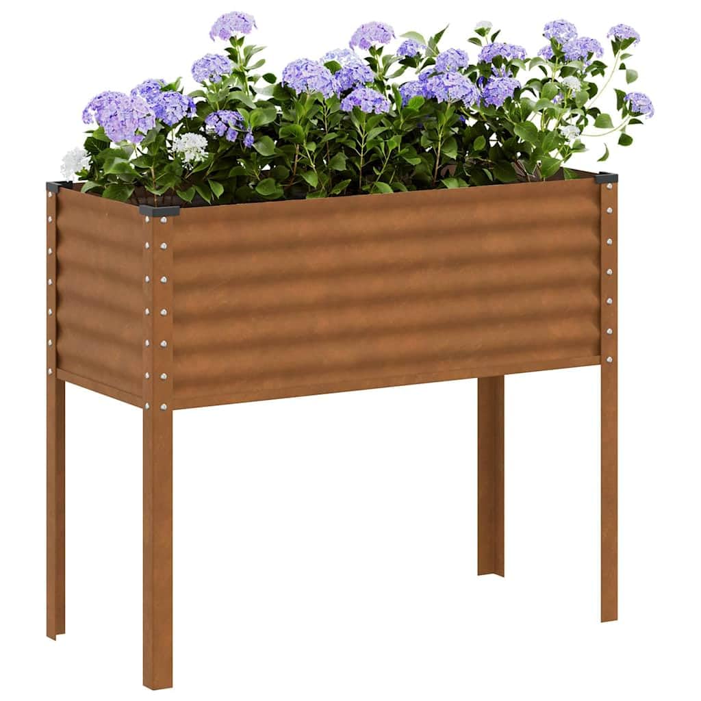 Macetero de jardín de acero Corten 100 x 41 x 90 cm para plantas flores hierbas aromáticas, maceta exterior resistente a los agentes atmosféricos con amplio espacio, decoración