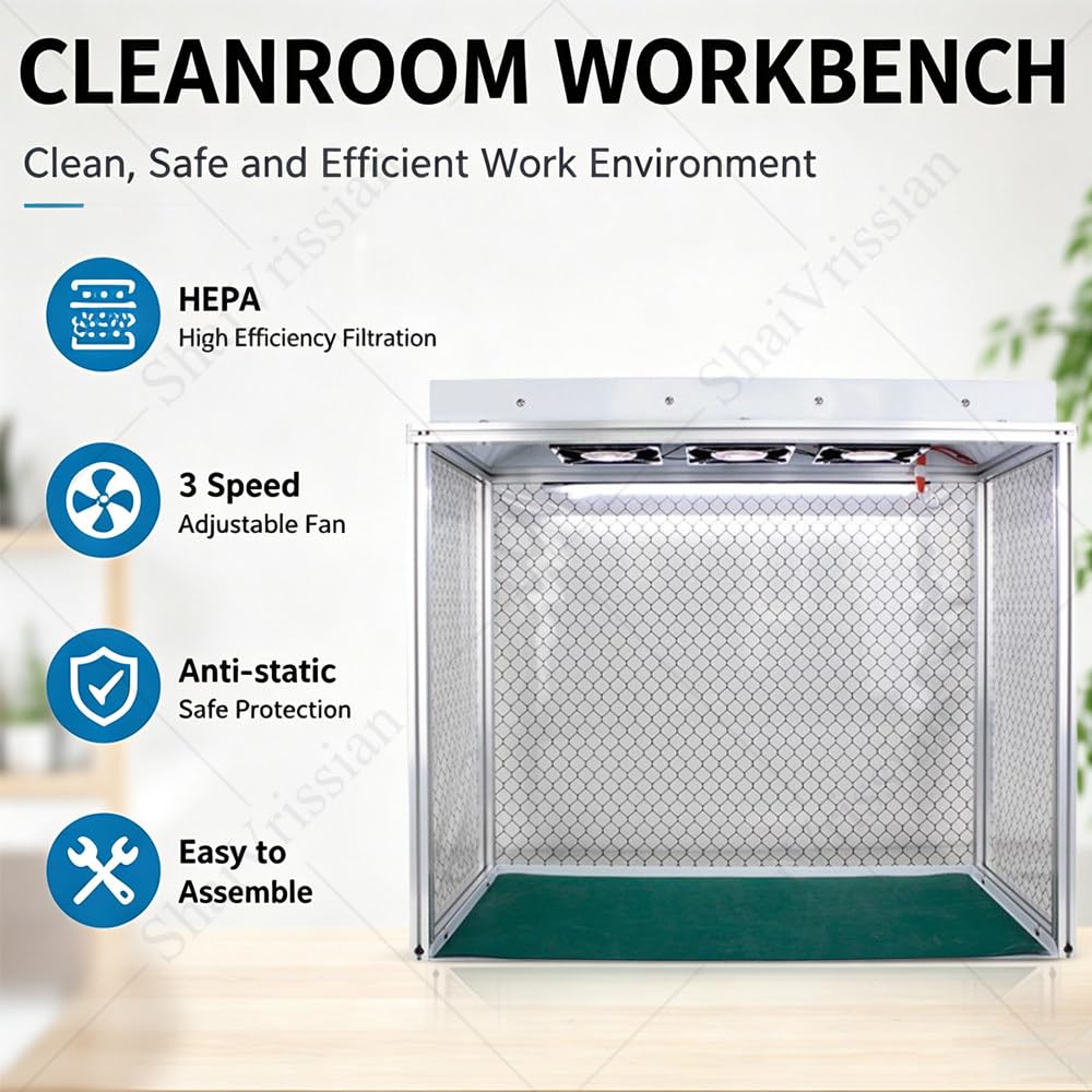 Air Flow Clean Bench Mit Klasse100 Hepa-System | Vertikale Laminar-Flow-Haube,3ventilatoren,Geräuscharmer Betrieb,Elektronikreparatur,Reinraum,Labor,Staubfreie Werkbank